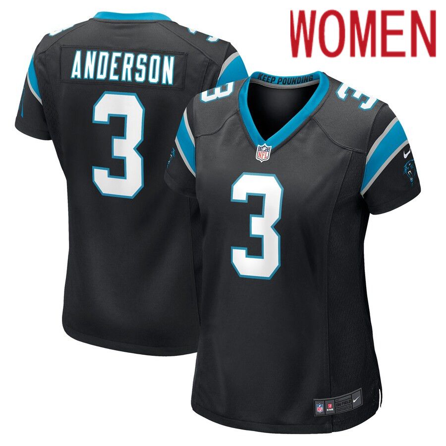 Women Carolina Panthers 3 Robbie Anderson Nike Black Player Game NFL Jersey